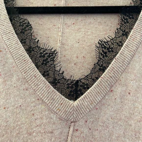 Top shop lace-lined v neck sweater - Picture 2 of 4